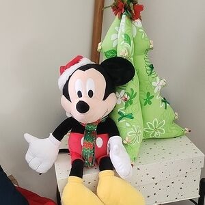 Disney Mickey Mouse Festive Plush with Santa Hat & Hawaiian Christmas Tree